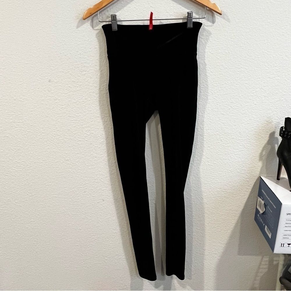 Spanx size small black velvet leggings